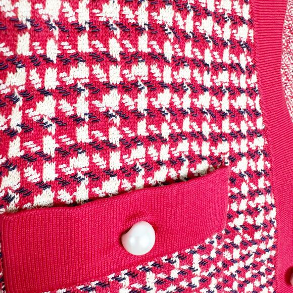 Sandro Womens Brandy Tweed Cardigan Button Front Cropped Red White Size 1 Small - Picture 7 of 10